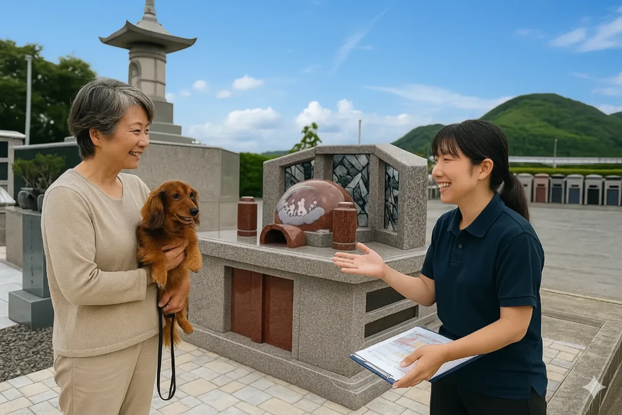 ペット墓のご案内の様子